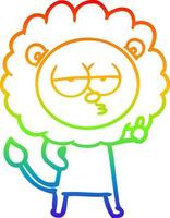 desenho de linha de gradiente de arco-íris desenho animado leão entediado vetor