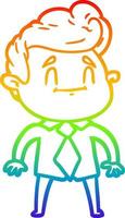 linha de gradiente de arco-íris desenhando homem de desenho animado feliz em roupas de escritório vetor