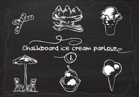 Free Hand Drawn Ice Cream definido no quadro-negro do quadro-negro vetor