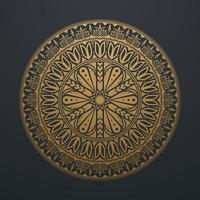 arte linha da mandala abstrata dourada. luxo vintage circular em fundo preto. ilustração vetorial vetor