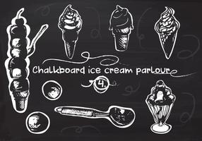 Free Hand Drawn Ice Cream definido no quadro-negro do quadro-negro vetor