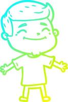 linha de gradiente frio desenhando homem de desenho animado feliz com braços abertos vetor
