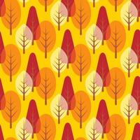 padrão de outono sem costura, floresta, árvores em cores quentes vetor