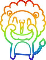 linha de gradiente de arco-íris desenhando leão de desenho animado feliz vetor