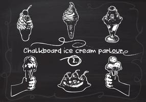 Free Hand Drawn Ice Cream definido no quadro-negro do quadro-negro vetor