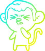 desenho de linha de gradiente frio desenho animado macaco com raiva vetor