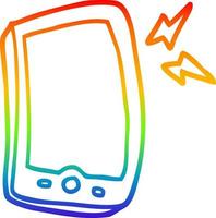desenho de linha gradiente arco-íris desenho animado telefone móvel vetor