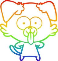 cão de desenho de desenho de linha de gradiente de arco-íris com língua de fora vetor