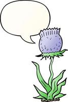 flor selvagem de desenho animado e bolha de fala em estilo gradiente suave vetor