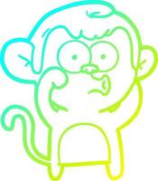 desenho de linha de gradiente frio desenho animado macaco buzinando vetor