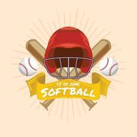 modelos, personagens e logotipos para softball, vector premium