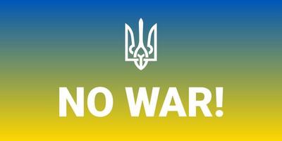 ilustração vetorial de fundo gradiente de nenhum conceito de guerra com sinal de proibição na bandeira da ucrânia. sem guerra e ataque militar no cartaz da ucrânia. vetor