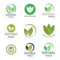 conjunto de logotipo ou rótulo de produto natural verde vetor