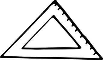 régua triângulo desenhado à mão em estilo doodle. monocromático simples escandinavo. desenhando, medição, ângulo, escola, escritório vetor