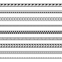 conjunto de padrão de vetor sem costura geométrico tribal polinésio maori.