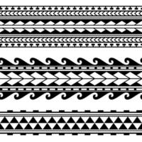 conjunto de borda de pulseiras de tatuagem polinésia maori. vetor de padrão sem emenda de manga tribal.