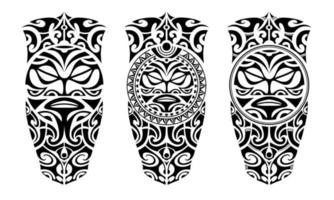 conjunto de estilo maori de desenho de tatuagem para perna ou ombro. vetor