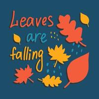 cartão de outono com letras e folhas vetor