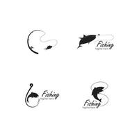 logotipo de pesca, modelo de logotipo de peixe e anzol vetor