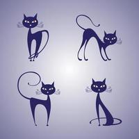 conjunto de ilustração vetorial premium de gatos estilizados vetor