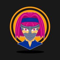 personagem ninja feminino, adequado para roupas de impressão de tela, logotipos esports e etc vetor