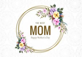 feliz dia das mães flores e cartão de quadro de círculo vetor