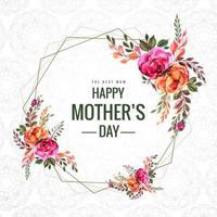 feliz dia das mães flores e cartão de moldura geométrica vetor