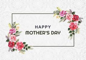cartão de quadro de flor em aquarela feliz dia das mães vetor