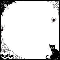 design vetorial de quadro para com elementos característicos do halloween com morcegos, aranhas e caveiras vetor