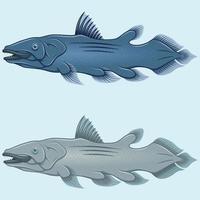design de vetores de peixes celacantos, peixes de águas profundas, peixes de pesca esportiva