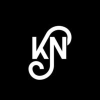 design de logotipo de letra kn em fundo preto. kn conceito de logotipo de letra de iniciais criativas. design de letra kn. kn desenho de letra branca sobre fundo preto. kn, logotipo kn vetor