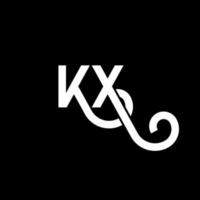 kx carta logotipo design em fundo preto. kx conceito de logotipo de letra de iniciais criativas. kx design de letras. kx desenho de letra branca sobre fundo preto. kx, logotipo kx vetor