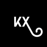 kx carta logotipo design em fundo preto. kx conceito de logotipo de letra de iniciais criativas. kx design de letras. kx desenho de letra branca sobre fundo preto. kx, logotipo kx vetor