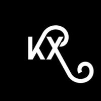 kx carta logotipo design em fundo preto. kx conceito de logotipo de letra de iniciais criativas. kx design de letras. kx desenho de letra branca sobre fundo preto. kx, logotipo kx vetor