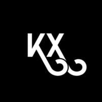 kx carta logotipo design em fundo preto. kx conceito de logotipo de letra de iniciais criativas. kx design de letras. kx desenho de letra branca sobre fundo preto. kx, logotipo kx vetor