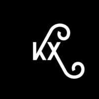 kx carta logotipo design em fundo preto. kx conceito de logotipo de letra de iniciais criativas. kx design de letras. kx desenho de letra branca sobre fundo preto. kx, logotipo kx vetor