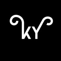 design de logotipo de letra ky em fundo preto. ky conceito de logotipo de letra de iniciais criativas. design de letra ky. ky design de letra branca sobre fundo preto. ky, ky logotipo vetor