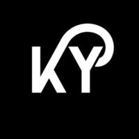 design de logotipo de letra ky em fundo preto. ky conceito de logotipo de letra de iniciais criativas. design de letra ky. ky design de letra branca sobre fundo preto. ky, ky logotipo vetor