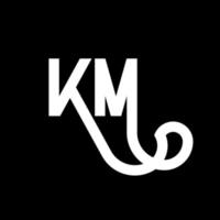 design de logotipo de letra km em fundo preto. km conceito de logotipo de letra de iniciais criativas. desenho de letra km. km design de letra branca sobre fundo preto. km, logotipo km vetor