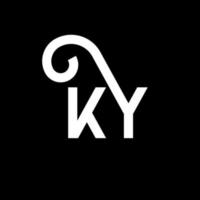 design de logotipo de letra ky em fundo preto. ky conceito de logotipo de letra de iniciais criativas. design de letra ky. ky design de letra branca sobre fundo preto. ky, ky logotipo vetor