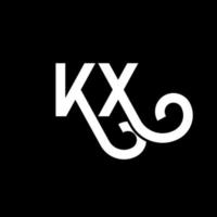 kx carta logotipo design em fundo preto. kx conceito de logotipo de letra de iniciais criativas. kx design de letras. kx desenho de letra branca sobre fundo preto. kx, logotipo kx vetor