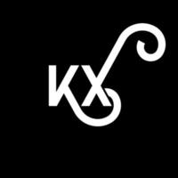 kx carta logotipo design em fundo preto. kx conceito de logotipo de letra de iniciais criativas. kx design de letras. kx desenho de letra branca sobre fundo preto. kx, logotipo kx vetor