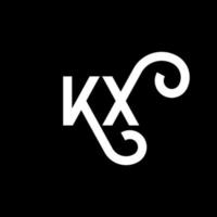 kx carta logotipo design em fundo preto. kx conceito de logotipo de letra de iniciais criativas. kx design de letras. kx desenho de letra branca sobre fundo preto. kx, logotipo kx vetor