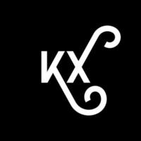 kx carta logotipo design em fundo preto. kx conceito de logotipo de letra de iniciais criativas. kx design de letras. kx desenho de letra branca sobre fundo preto. kx, logotipo kx vetor