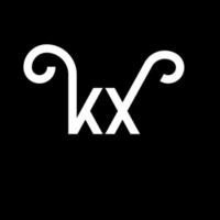 kx carta logotipo design em fundo preto. kx conceito de logotipo de letra de iniciais criativas. kx design de letras. kx desenho de letra branca sobre fundo preto. kx, logotipo kx vetor