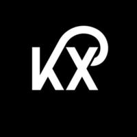 kx carta logotipo design em fundo preto. kx conceito de logotipo de letra de iniciais criativas. kx design de letras. kx desenho de letra branca sobre fundo preto. kx, logotipo kx vetor