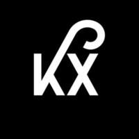 kx carta logotipo design em fundo preto. kx conceito de logotipo de letra de iniciais criativas. kx design de letras. kx desenho de letra branca sobre fundo preto. kx, logotipo kx vetor