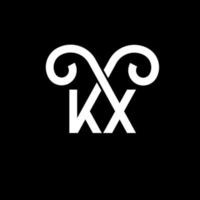 kx carta logotipo design em fundo preto. kx conceito de logotipo de letra de iniciais criativas. kx design de letras. kx desenho de letra branca sobre fundo preto. kx, logotipo kx vetor