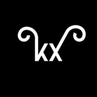 kx carta logotipo design em fundo preto. kx conceito de logotipo de letra de iniciais criativas. kx design de letras. kx desenho de letra branca sobre fundo preto. kx, logotipo kx vetor