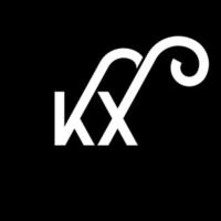 kx carta logotipo design em fundo preto. kx conceito de logotipo de letra de iniciais criativas. kx design de letras. kx desenho de letra branca sobre fundo preto. kx, logotipo kx vetor